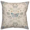 Cream Botanical Butterfly Throw Pillow