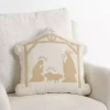 Cream Nativity Christmas Pillow