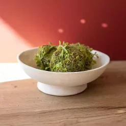 Cream Paper Mache Footed Decorative Bowl