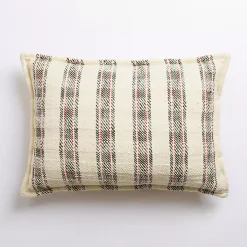 Cream Plaid Lumbar Christmas Pillow