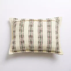 Cream Plaid Lumbar Christmas Pillow
