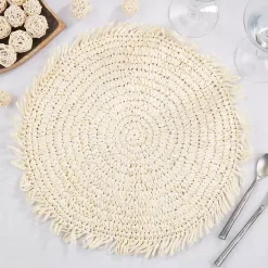 Cream Rustic Raffia Placemats, Set of 4