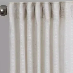 Cream Solid Pleated Single Curtain Panel, 84 in.
