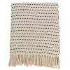 Cream Woven Dashed Cotton Throw