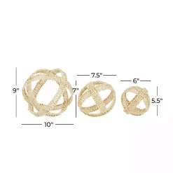 Cream Woven Decorative Orbs, Set of 3