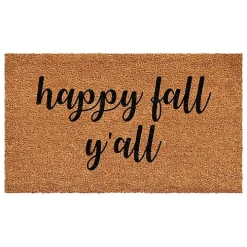 Cursive Happy Fall Y'all Coir Doormat, 17x29
