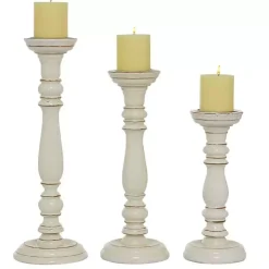 Daisy White Rustic 3-pc. Candle Holder Set