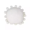 Daisy White Soft Poms Round Throw Pillow