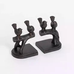 Dark Bronze Perched Birds Bookends, Set of 2