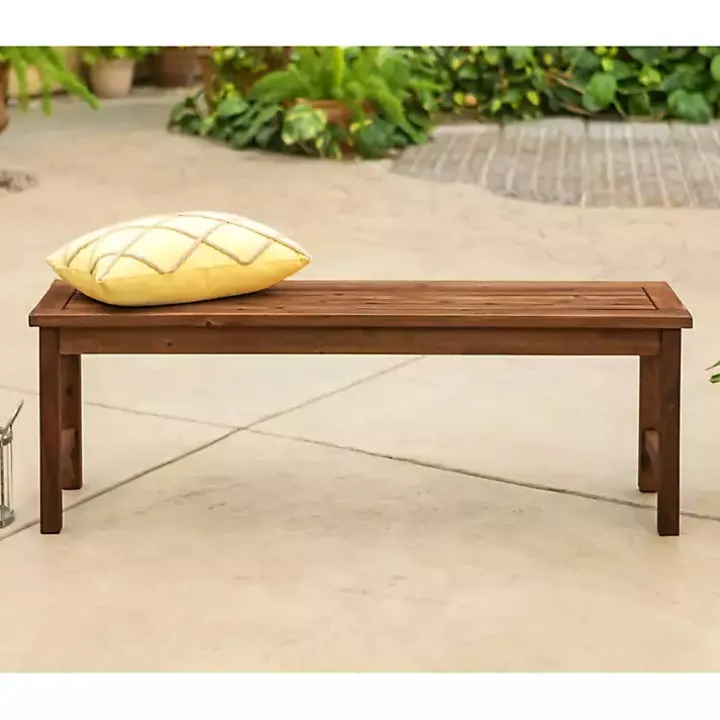 Dark Brown Acacia Wood Outdoor Bench