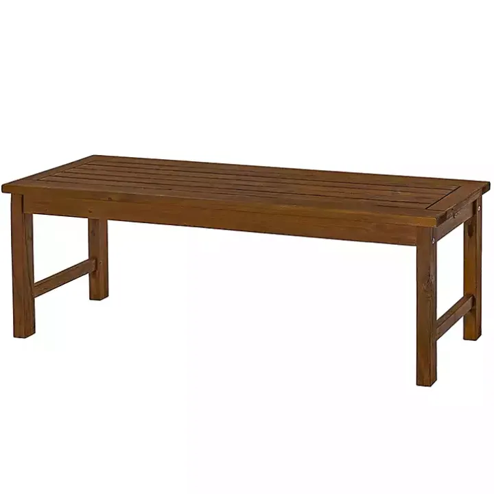Dark Brown Acacia Wood Outdoor Bench