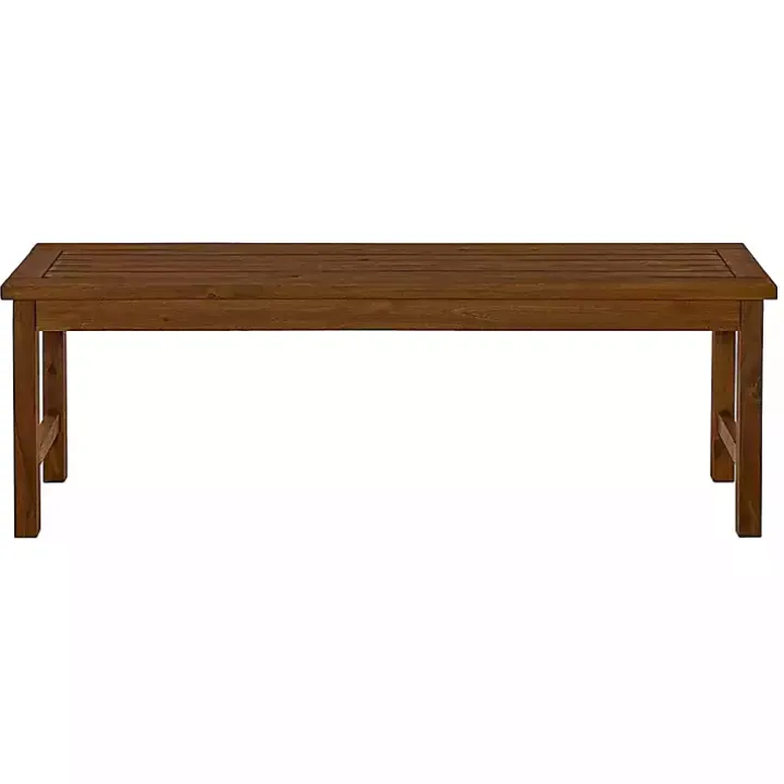 Dark Brown Acacia Wood Outdoor Bench