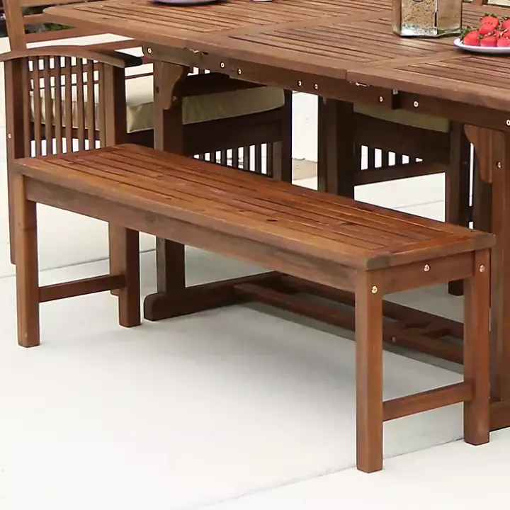 Dark Brown Acacia Wood Outdoor Bench