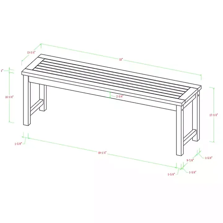 Dark Brown Acacia Wood Outdoor Bench