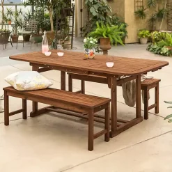 Dark Brown Acacia Wood 3-pc. Outdoor Dining Set