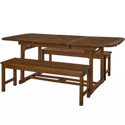 Dark Brown Acacia Wood 3-pc. Outdoor Dining Set