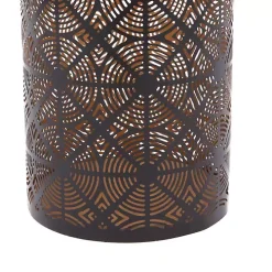 Dark Brown Pierced Metal Candle Holders, Set of 3