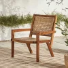 Dark Brown Wood and Rattan Outdoor Chair
