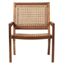 Dark Brown Wood and Rattan Outdoor Chair