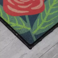 Dark Floral Welcome Rubber Doormat