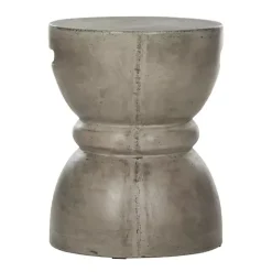 Dark Gray Drum Accent Table with Handles