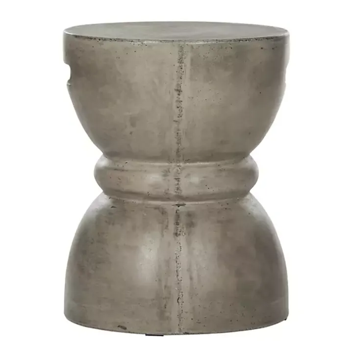 Dark Gray Drum Accent Table with Handles