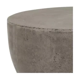 Dark Gray Drum Accent Table with Handles