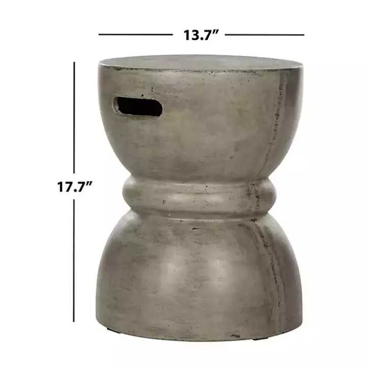 Dark Gray Drum Accent Table with Handles