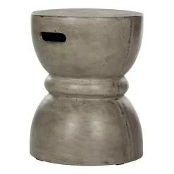 Dark Gray Drum Accent Table with Handles