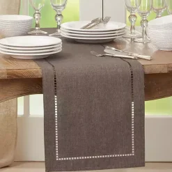 Dark Gray Hemstitch Border Table Runner
