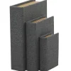 Dark Gray Linen Book Boxes, Set of 3