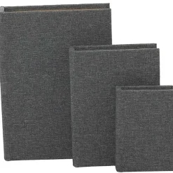 Dark Gray Linen Book Boxes, Set of 3