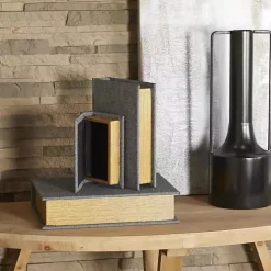 Dark Gray Linen Book Boxes, Set of 3