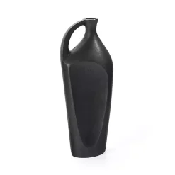 Dark Gray Metal Jug Vase, 14 in.