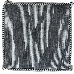 Dark Gray Tasseled Static Geo Cotton Square Pouf
