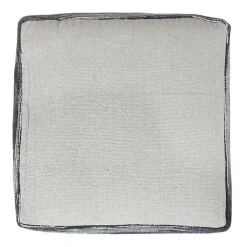 Dark Gray Tasseled Static Geo Cotton Square Pouf