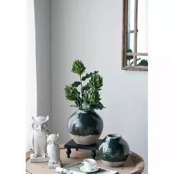 Dark Green Two-Tone Round Vase