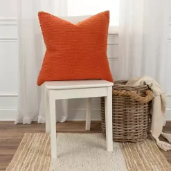 Dark Orange Subtle Striped Oversized Pillow