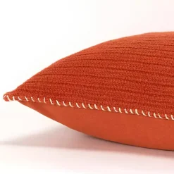 Dark Orange Subtle Striped Oversized Pillow