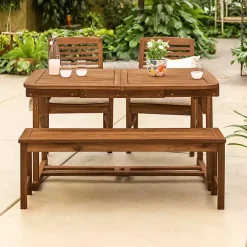 Dark Wood Slat Back 4-pc. Outdoor Dining Set