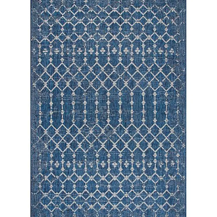 Davon Blue Moroccan Trellis Outdoor Rug, 5x8