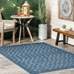 Davon Blue Moroccan Trellis Outdoor Rug, 5x8
