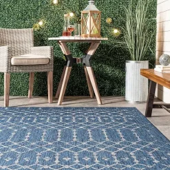 Davon Blue Moroccan Trellis Outdoor Rug, 5x8