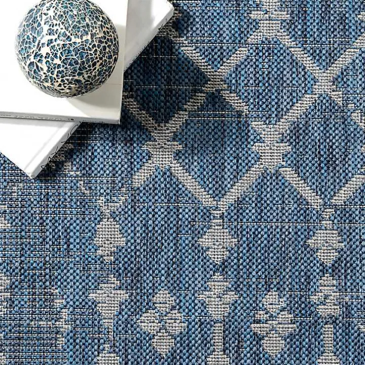 Davon Blue Moroccan Trellis Outdoor Rug, 5x8