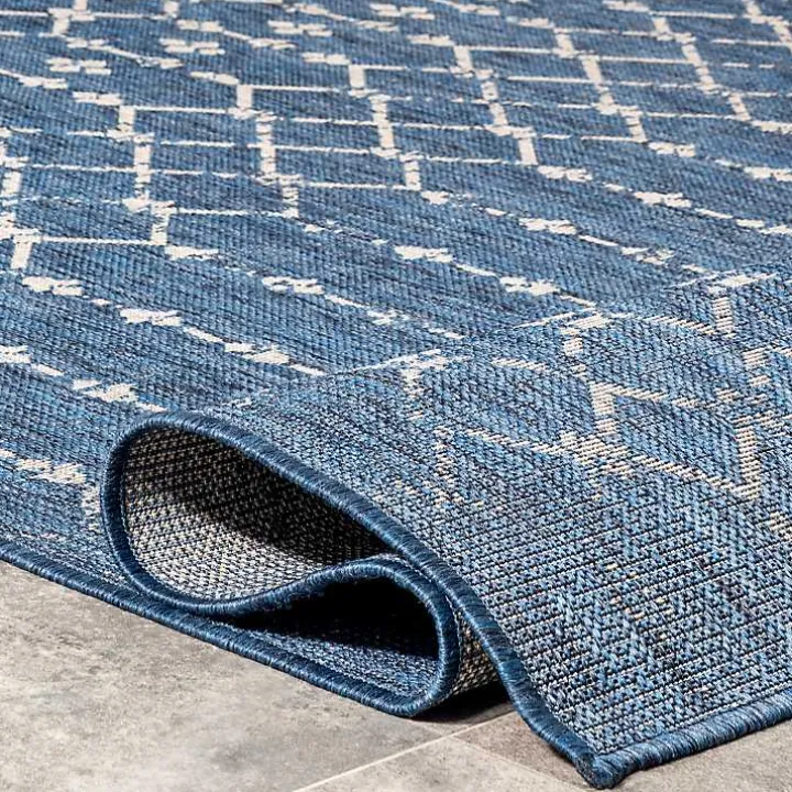 Davon Blue Moroccan Trellis Outdoor Rug, 5x8