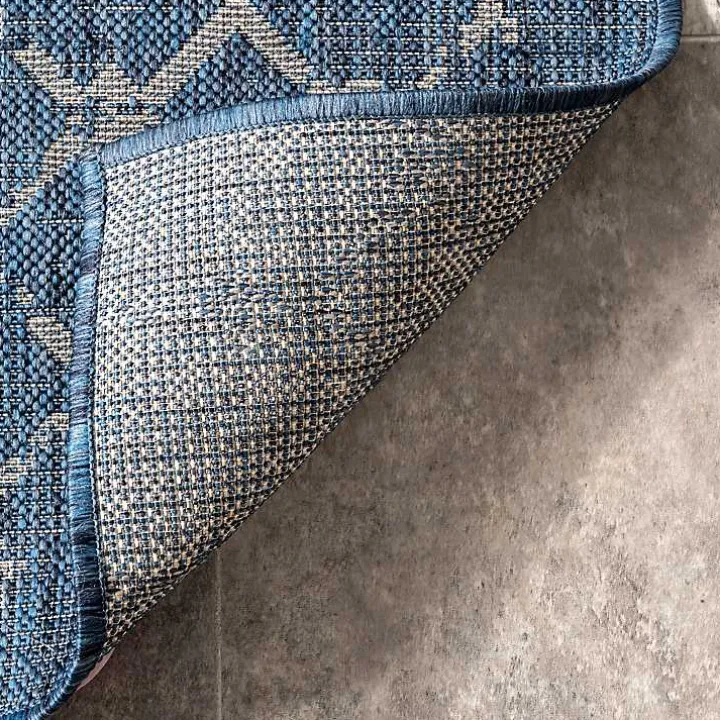 Davon Blue Moroccan Trellis Outdoor Rug, 5x8