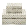 Decorative Mussel Shell Wood Boxes, Set of 2