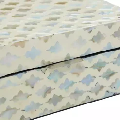 Decorative Mussel Shell Wood Boxes, Set of 2