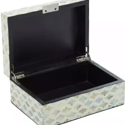 Decorative Mussel Shell Wood Boxes, Set of 2