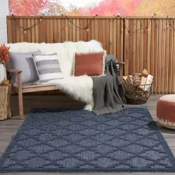 Deep Navy Trellis Outdoor Area Rug, 4x6